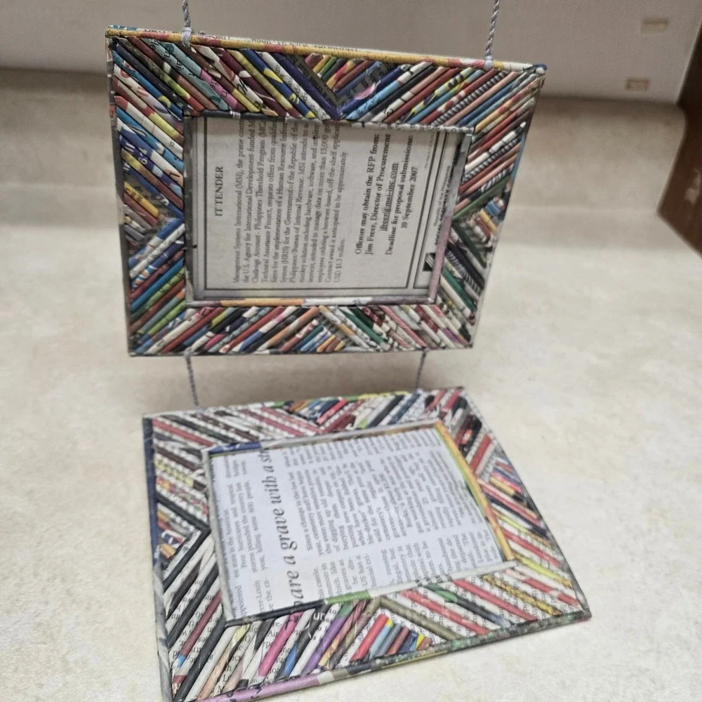 Ten Thousand Villages Recycled Newspaper Triple Hanging Picture Frame Fair Trade